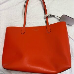Kate Spade Orange Leather Tote Bag